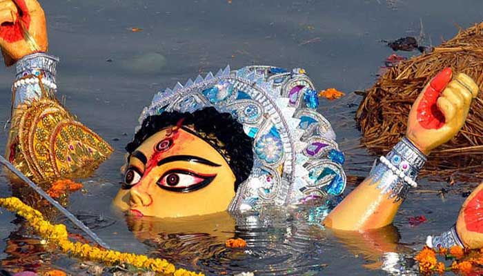 চোখের জলে শেষ হলো দেবী বিসর্জন
