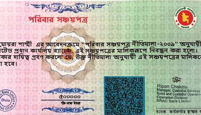 সঞ্চয়পত্রে প্রতি লাখে মাসিক ৯১২ টাকা মুনাফা