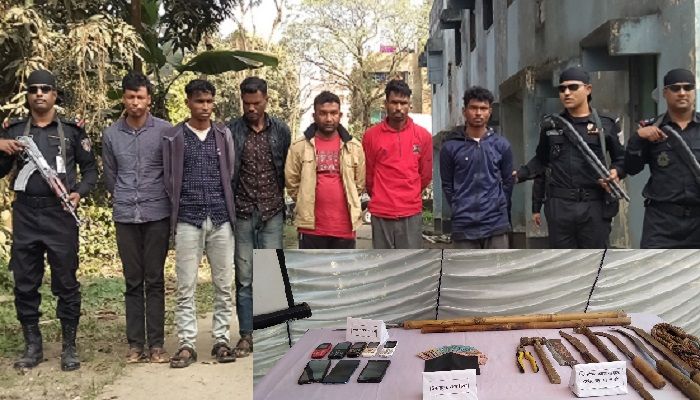 ব্রাহ্মণবাড়িয়ায় অস্ত্রসহ ৬ ডাকাত সদস্য আটক
