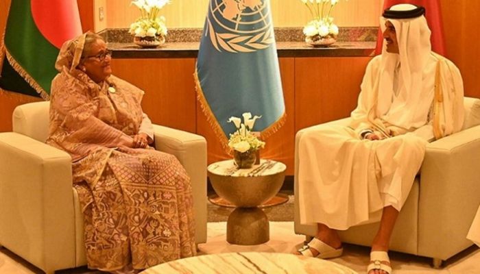 কাতারের আমিরের সঙ্গে প্রধানমন্ত্রীর বৈঠক 
