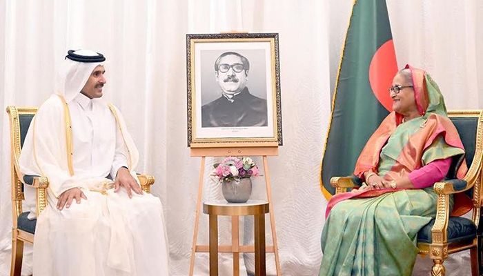 কাতারের প্রধানমন্ত্রীর সঙ্গে শেখ হাসিনার বৈঠক