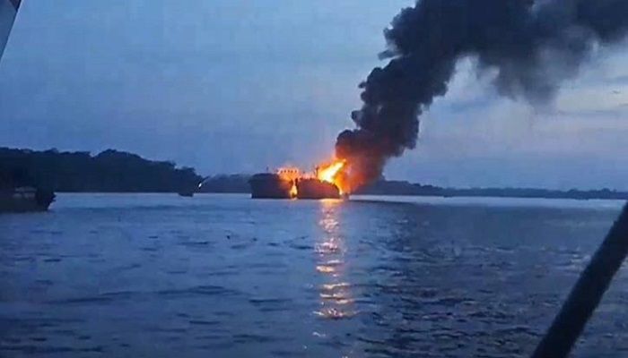 সেই তেলবাহী জাহাজে ফের বিস্ফোরণ, ৯ পুলিশ দগ্ধ