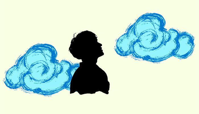 আকাশের দিকে তাকিয়ে থাকা অবিন্যস্ত যুবক