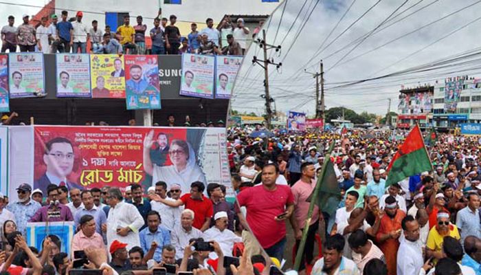 সিলেট অভিমুখে বিএনপির রোডমার্চে নেতাকর্মীদের ঢল