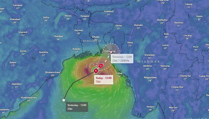 রাতেই  উপকূল পাড়ি দিতে পারে ঘূর্ণিঝড় হামুন