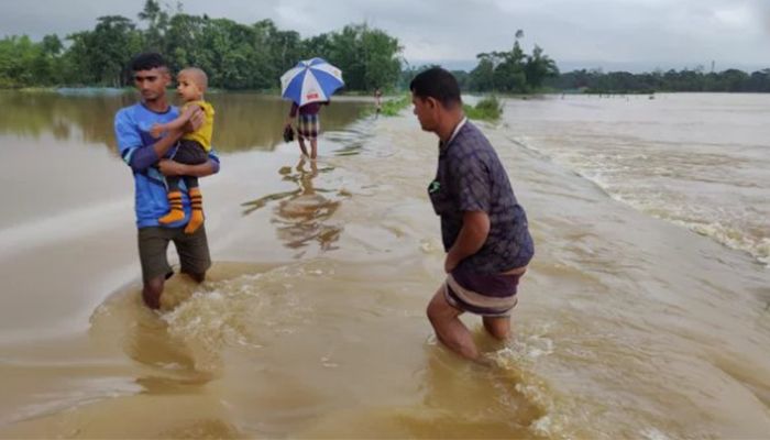  ভারতের পাহাড়ি ঢলে সিলেটে বন্যা