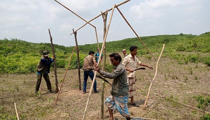 সরকারি বনভূমি উদ্ধারে অভিযান। ছবি: কক্সবাজার প্রতিনিধি