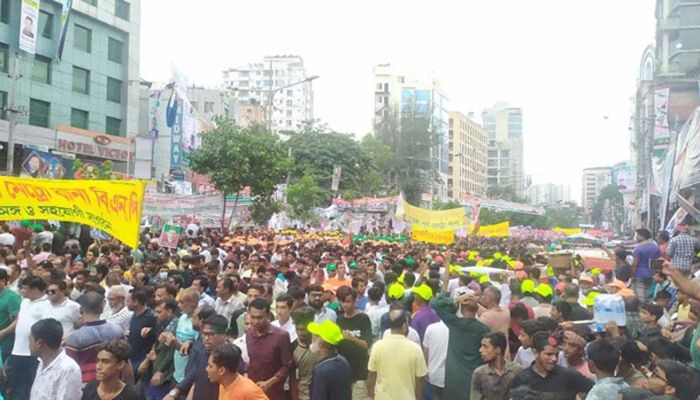 বৃষ্টি উপেক্ষা করে নয়াপল্টনে বিএনপির নেতাকর্মীদের ভীড়