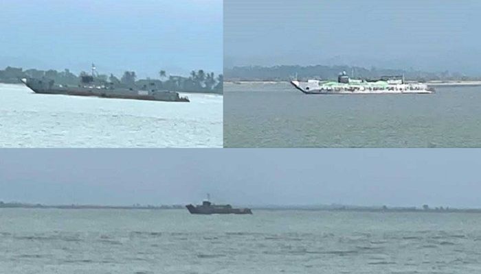 নাফ নদীতে মিয়ানমারের ৩ যুদ্ধ জাহাজ
