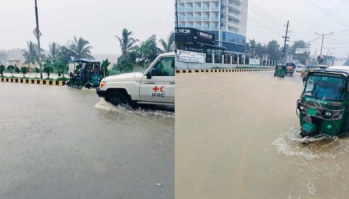 বৃষ্টিতে প্লাবিত কক্সবাজার, জলাবদ্ধতায় বেড়েছে দুর্ভোগ