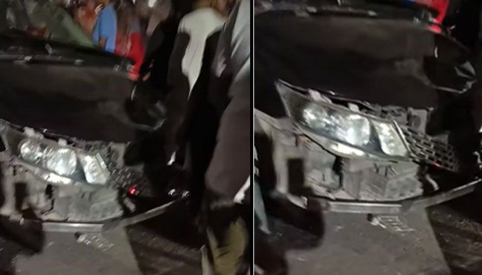 মগবাজারে গাড়ির উপরে উঠে গেল ট্রেন