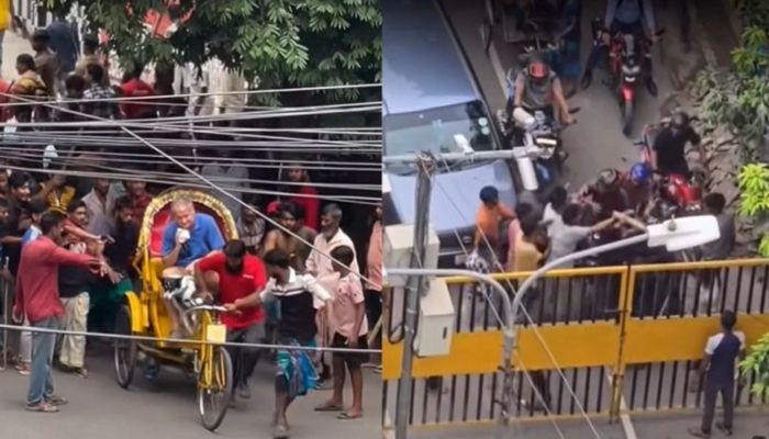বনানীতে রিকশাচালকদের ‘তাণ্ডব’, আন্দোলনের ছবি তুললেই পিটুনি
